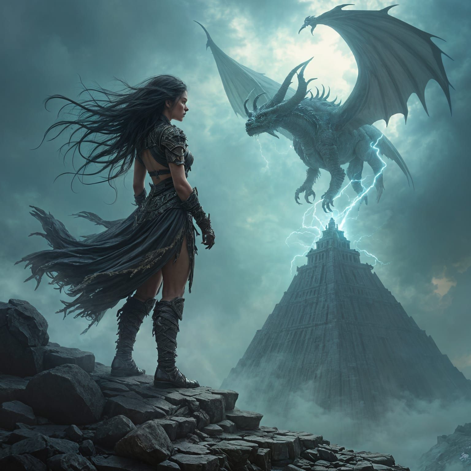 Orc Shaman Summons Dragon: Dark Fantasy Splash Art