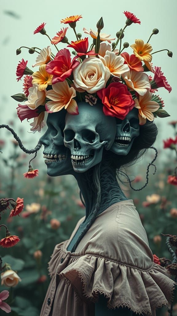 Faceless Girl in a Blooming Madness**