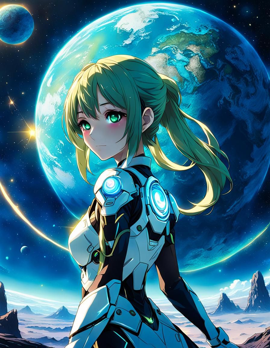 Ethereal Girl on Exotic Planet: Anime Style