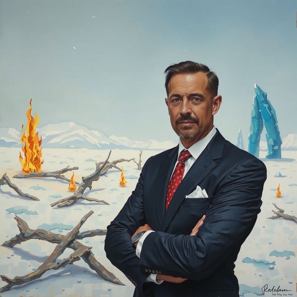 Surreal Male Portrait in Cubist Oil Painting Style