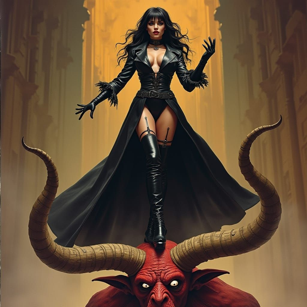 Evil Lyn Steps on Satan in Gothic Style