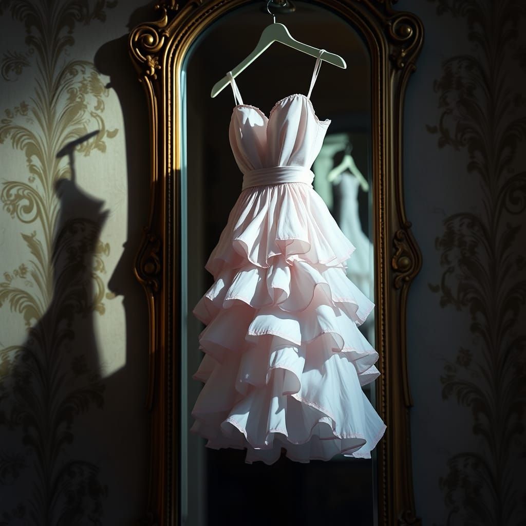 Easter Lily Dress in Hyperrealistic, Moody Light