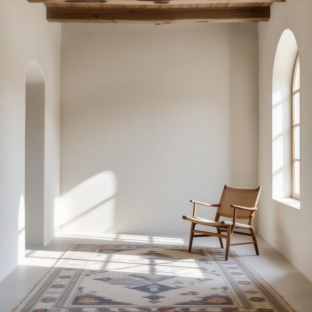 Ancient Minimalist Wall with Persian Rug