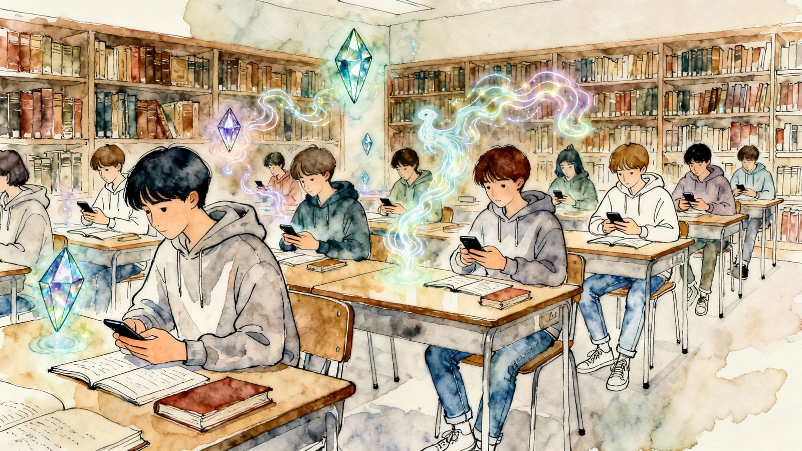 Minimalist Line Art Classroom Summoning Spirits