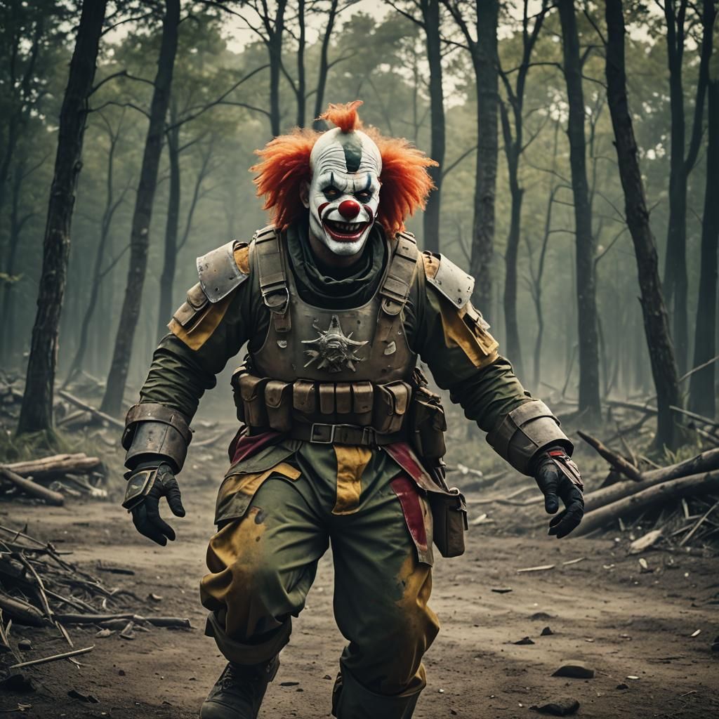 Cinematic Military Juggernaut Clown: Film Still
