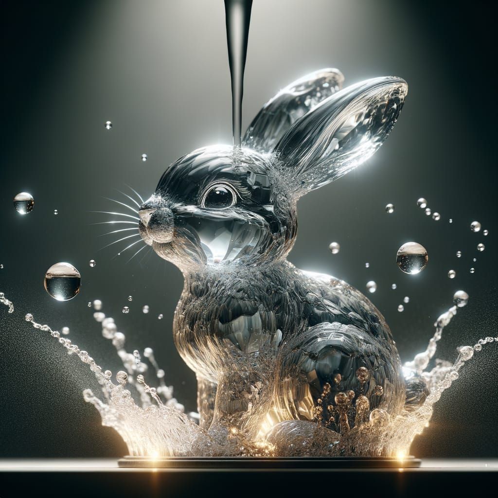 Adorable Water Bunny Figurine Glowing Mysteriously