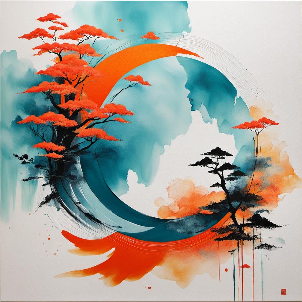 Abstract Zen Art with Complementary Colors
