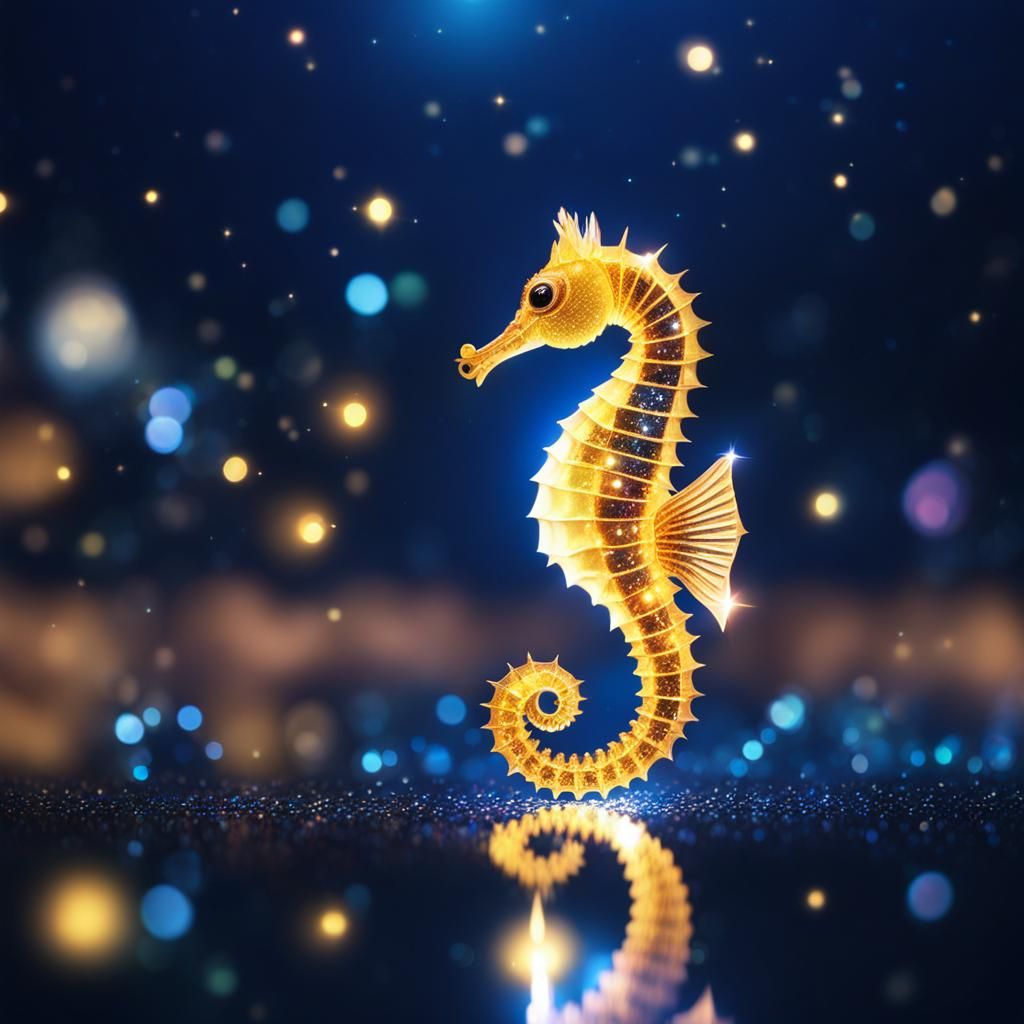 Cosmic Seahorse Reflection at Night