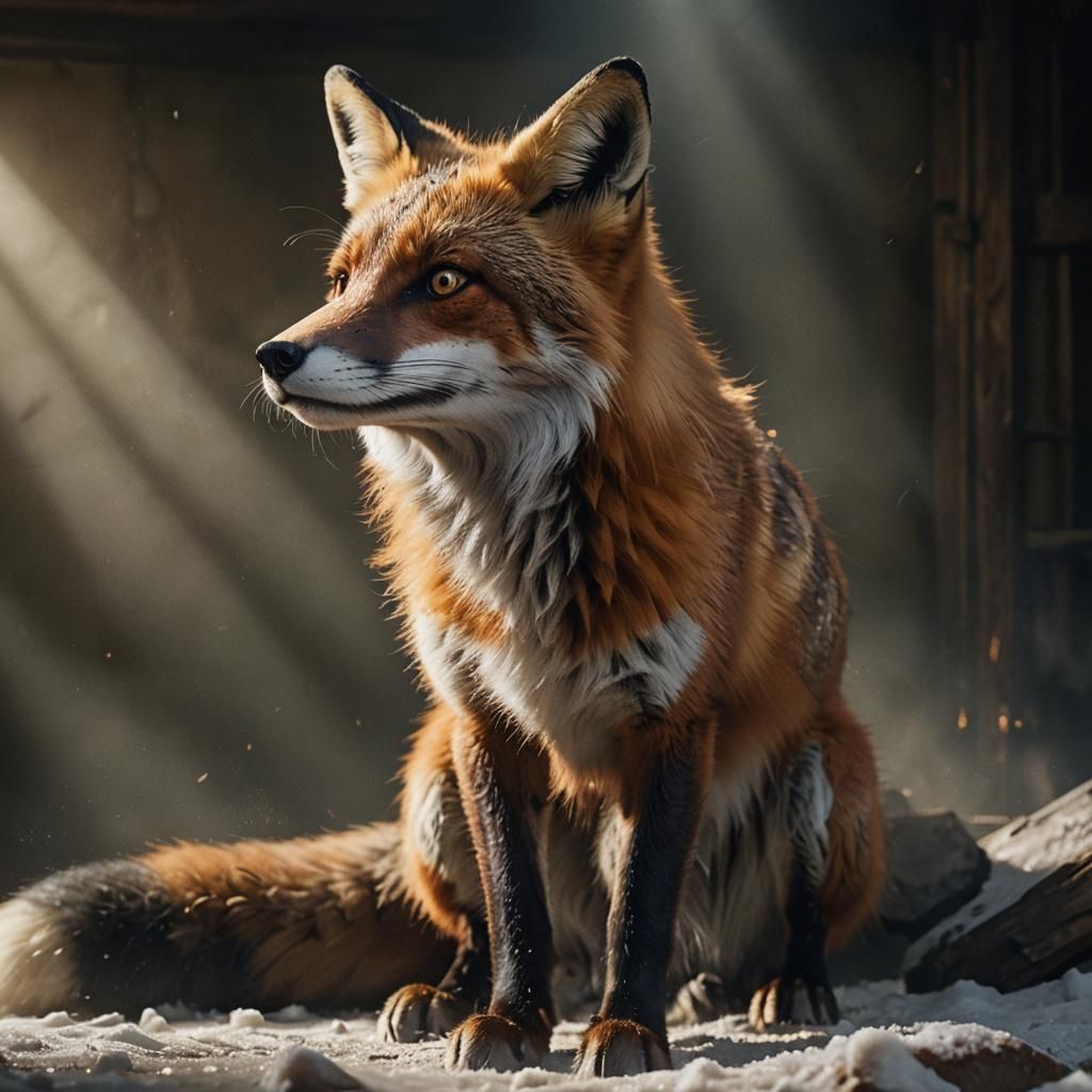 Dramatic Fox Portrait in Atmospheric Studio Setting