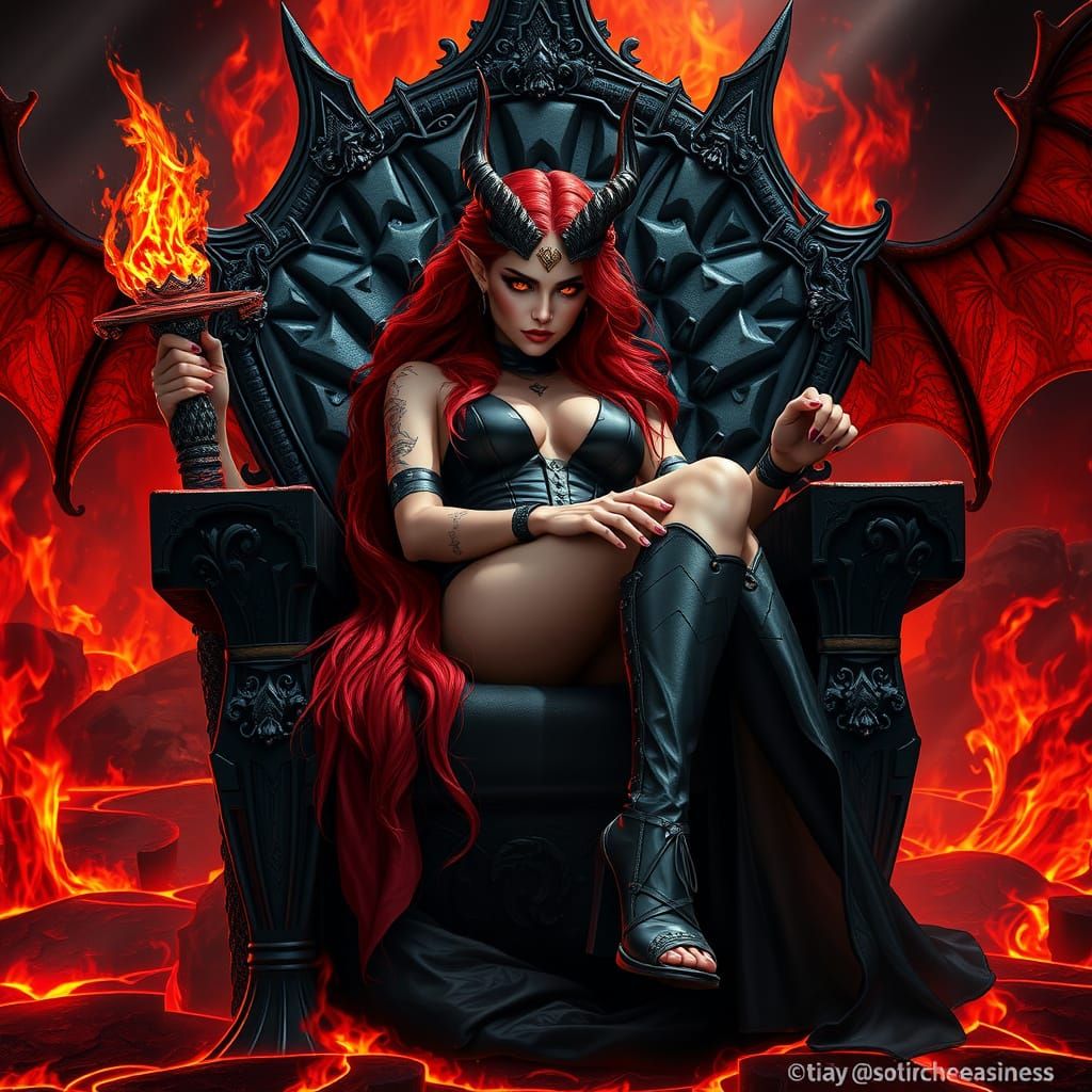 Infernal Queen on Volcanic Throne: Gothic Glamour