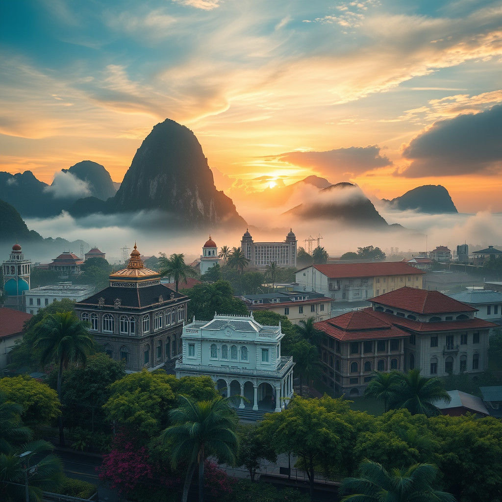 Ipoh Skyline at Dawn: A Fantasy Realm