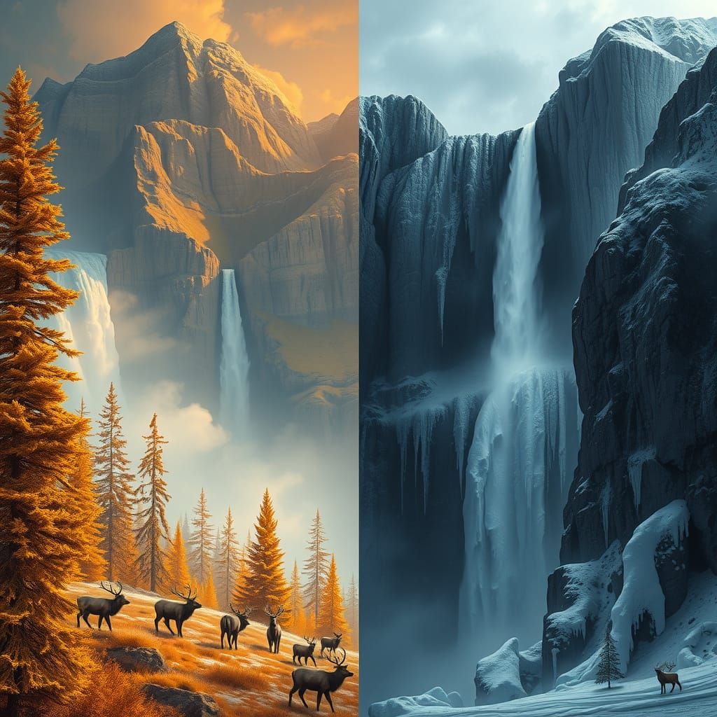 Contrasting Landscapes in Detailed Matte Painting Style