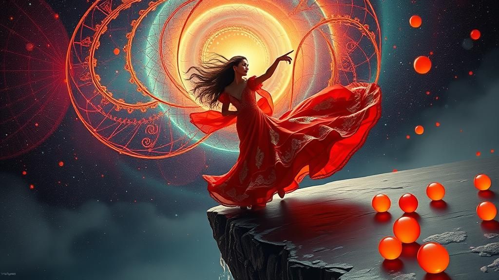Flamenco Dancer at World's Edge in Surreal Dreamscape