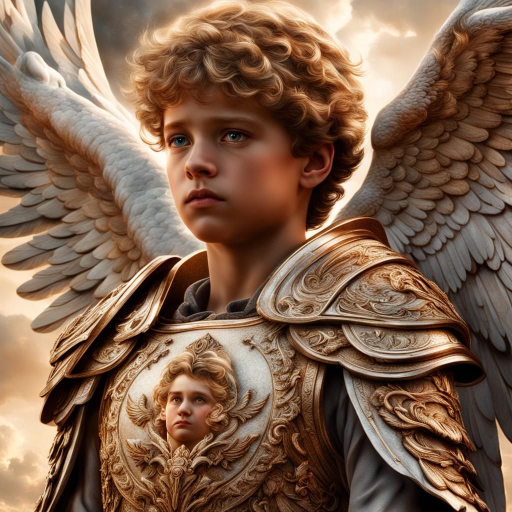 Boy Protected by Angel: Epic Digital Matte Painting