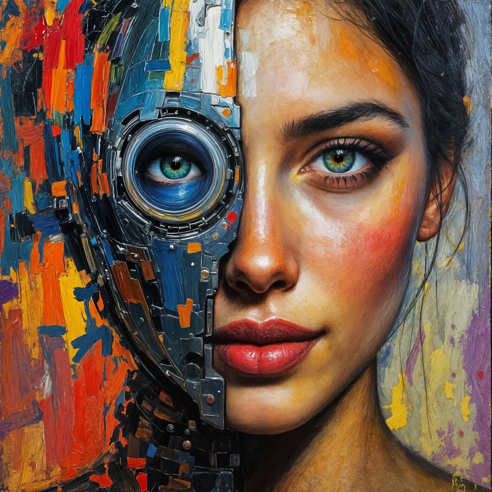 Colorful Portrait in Neo-Impressionist Style