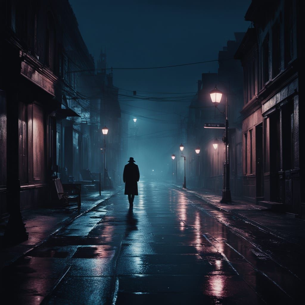 Haunting Seaside Boulevard at Night: Bioluminescent Glow