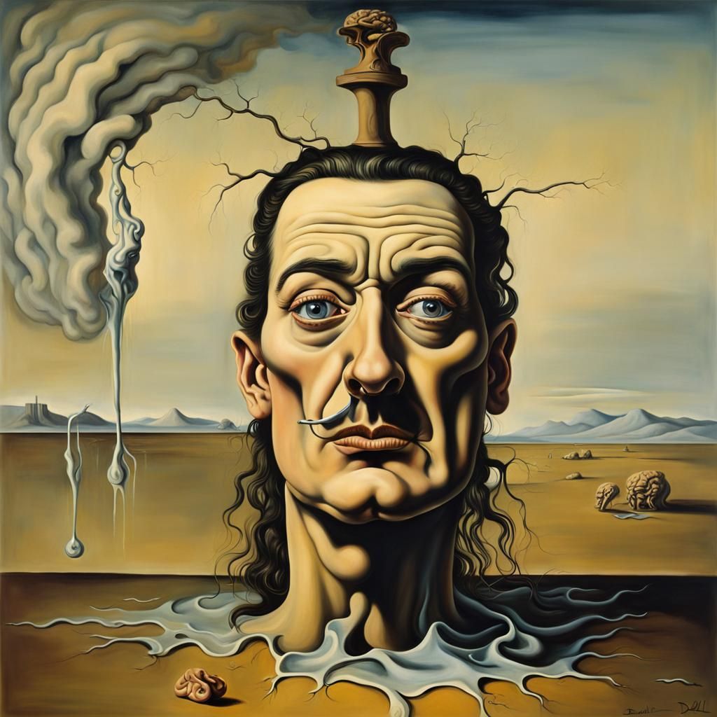 Surreal Brain Trauma Art in Dali Style