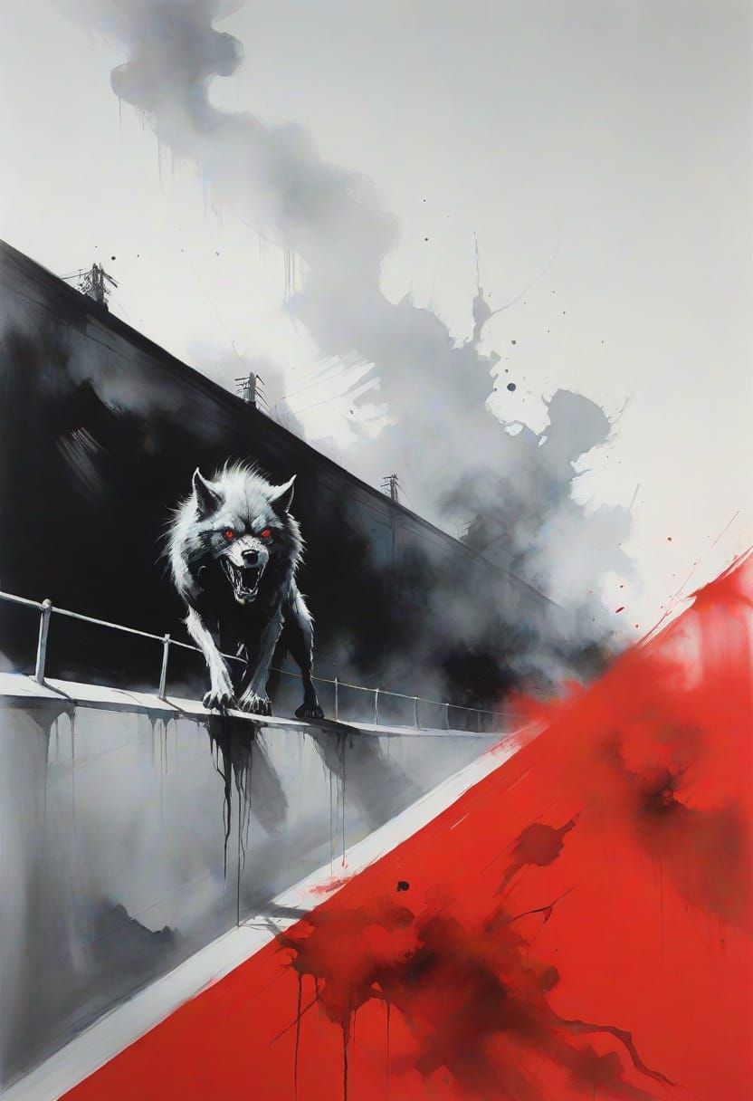 Vibrant Werewolf Portrait in Gammell Style