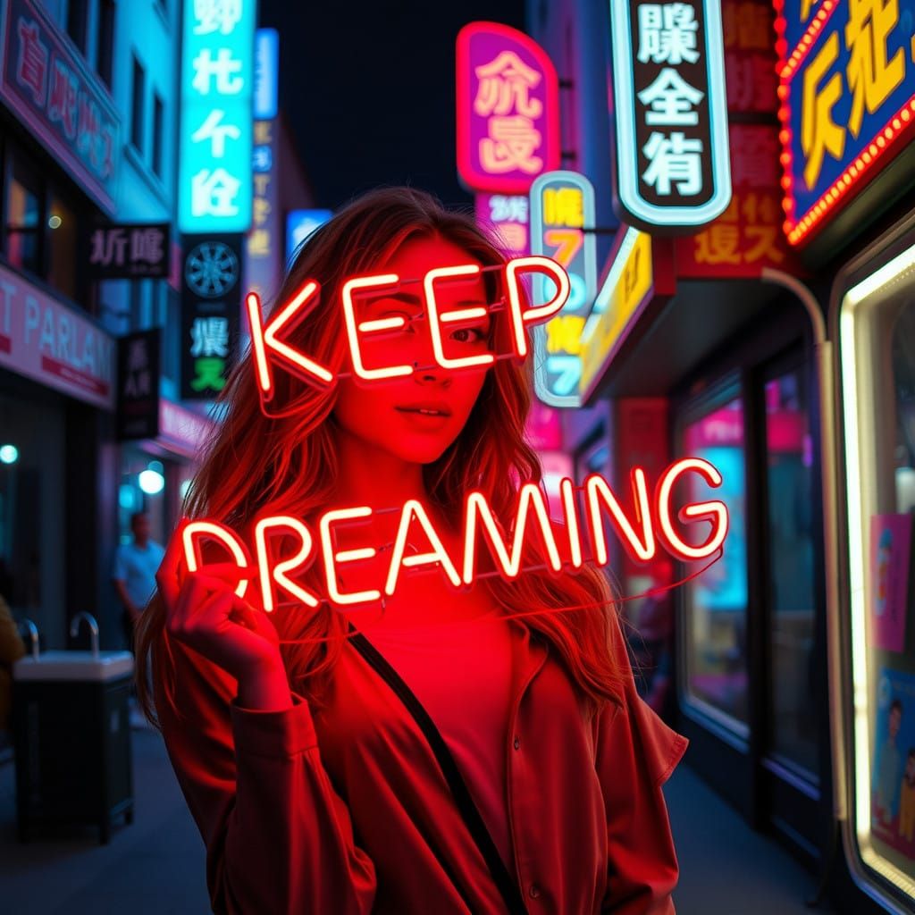 Cyberpunk Woman Shines with Hope in Neon-Lit City