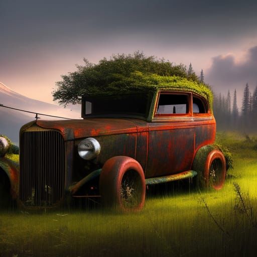 Mossy Hot-Rod in Mystic Forest Concept Art