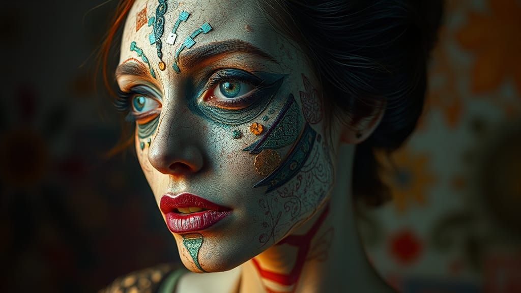 Expressive Portrait in Art Brut Style