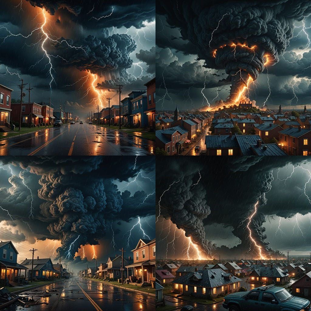 Town Besieged by Storm in Detailed Matte Painting