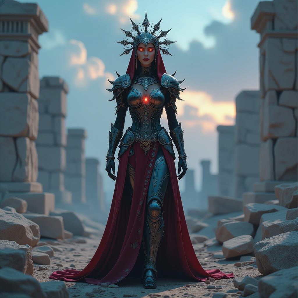 Palestinian Pomegranate Goddess in Sci-Fi Ruins