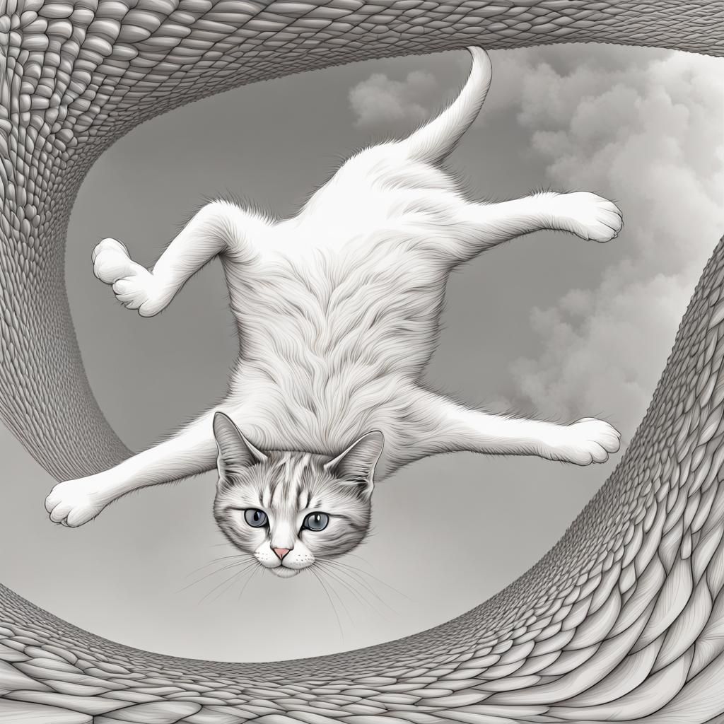 Confused Cat Flying: Abstract Vector Fractal Art