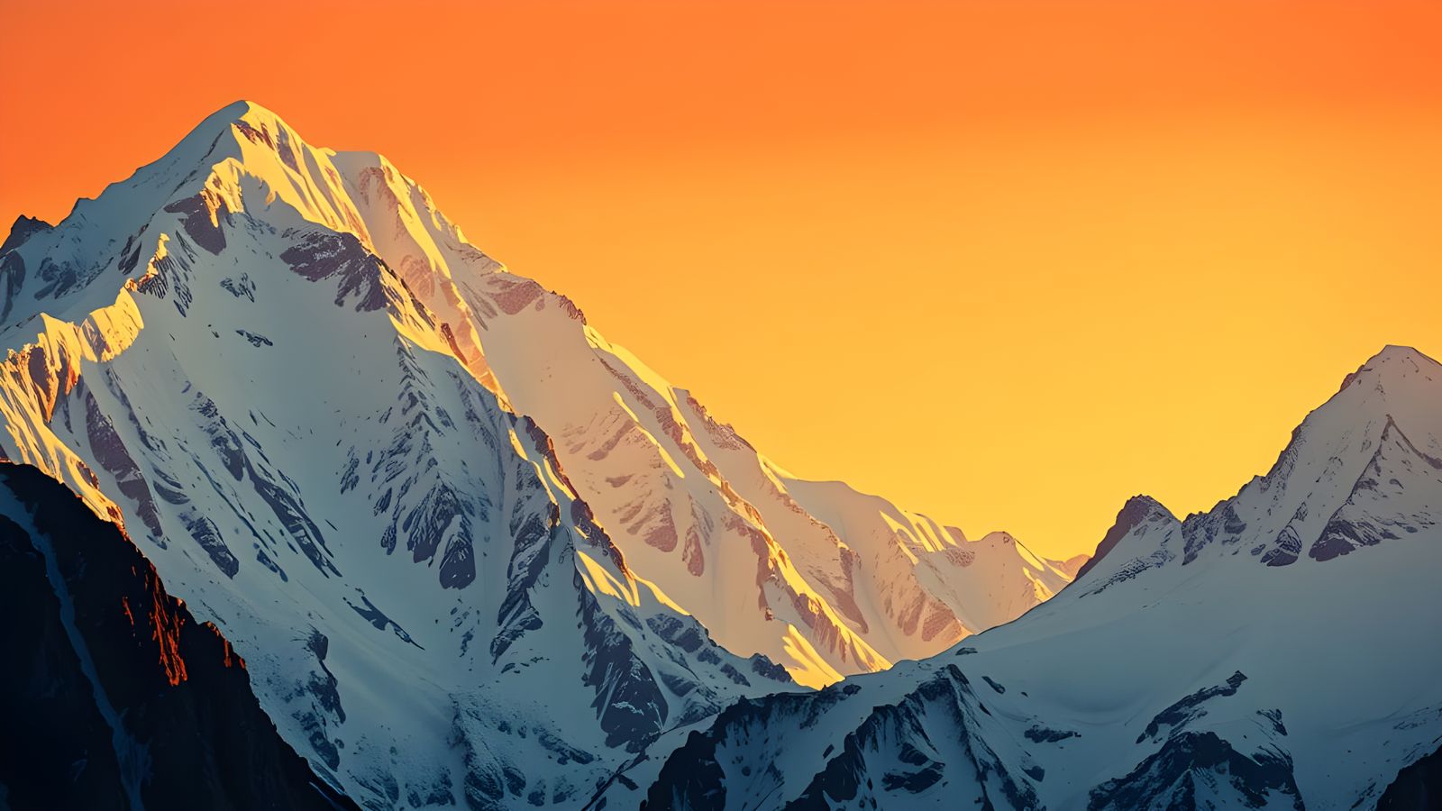 Tantalus Mountains in Snowy Sunset Japanese Woodblock Print