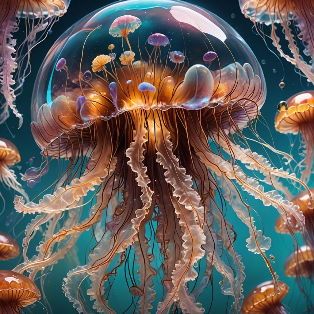 Bioluminescent Jellyfish Flower with Jelly Fairies