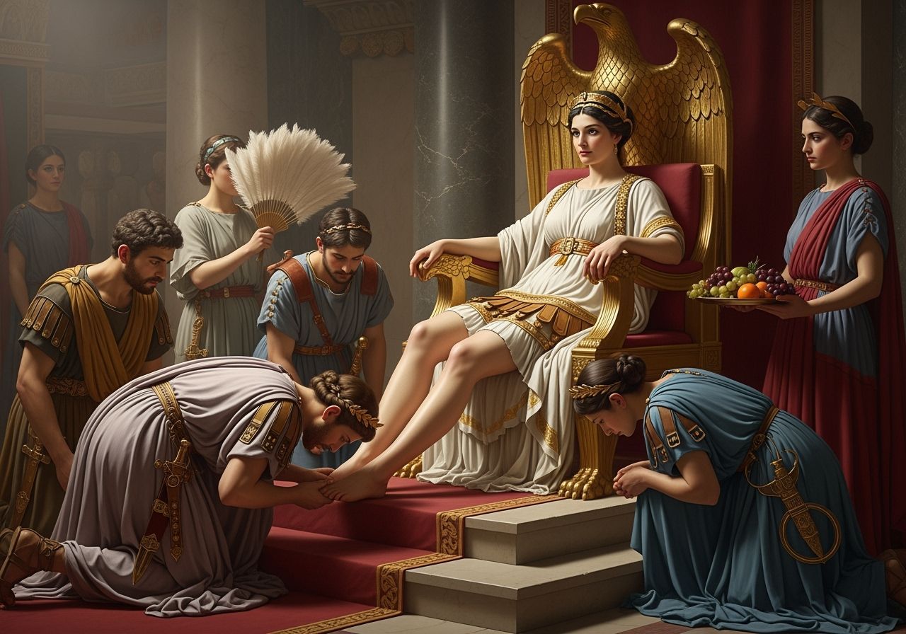 Roman Empress on Golden Eagle Throne, Photorealistic