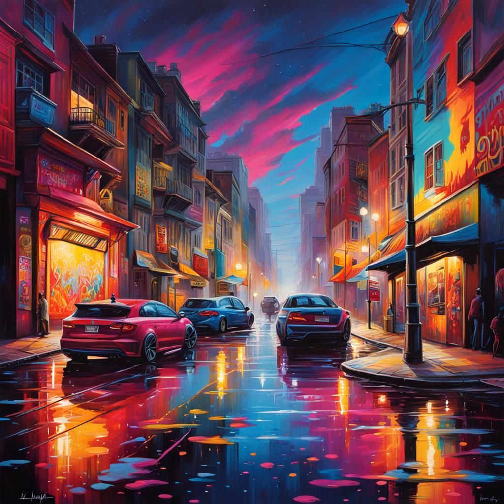 Vibrant Graffiti Street Art at Twilight