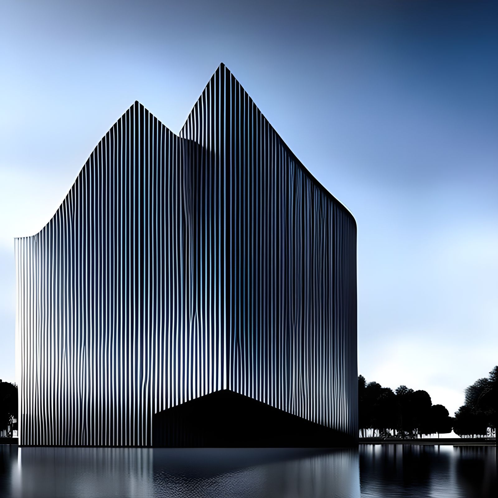 Futuristic Lakeside Architecture: Digital Art Masterpiece