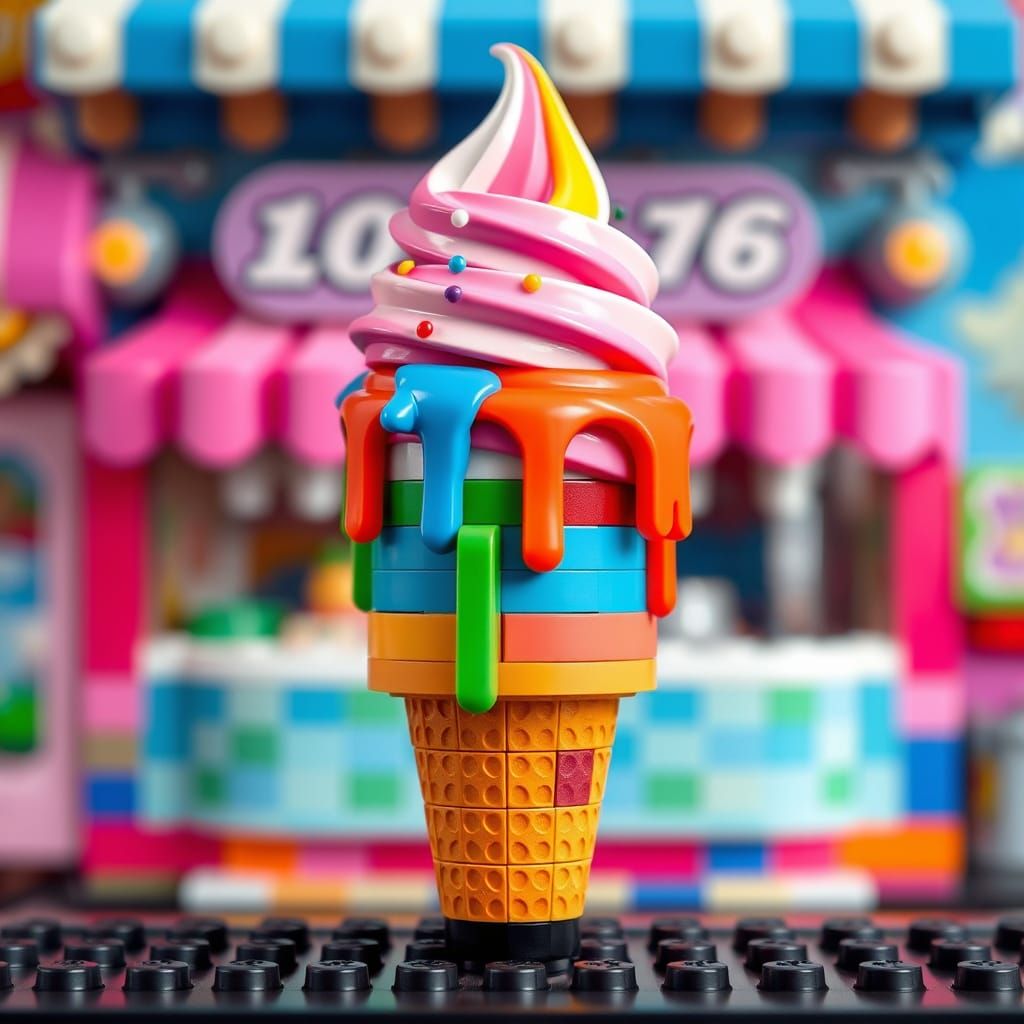 Colorful Lego Ice Cream Cone in a Lego Shop