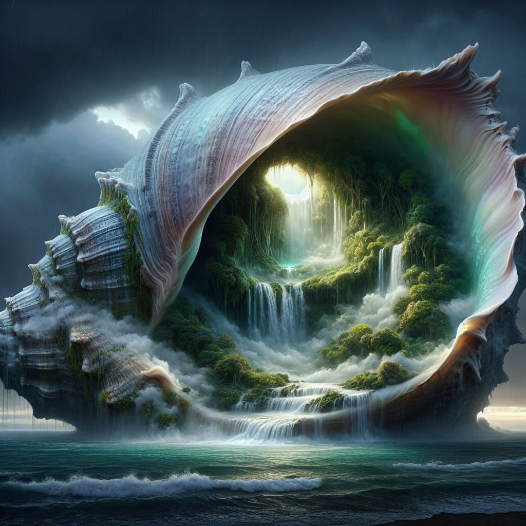Seashell Utopia: A Hyper-Realistic Fantasy Scene