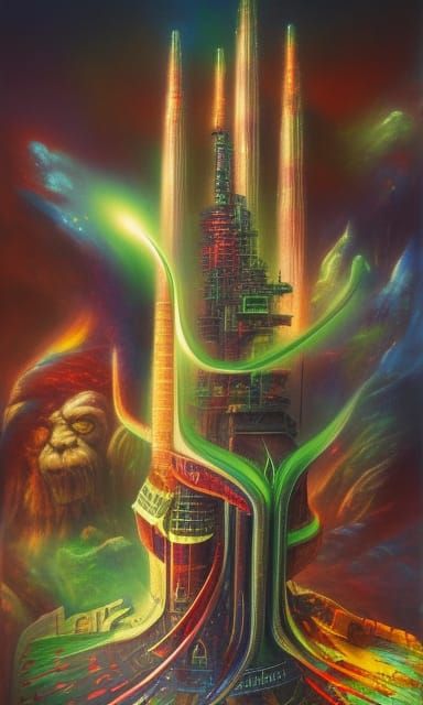 Tower Exploding with Martial Energy in Fantasy Art