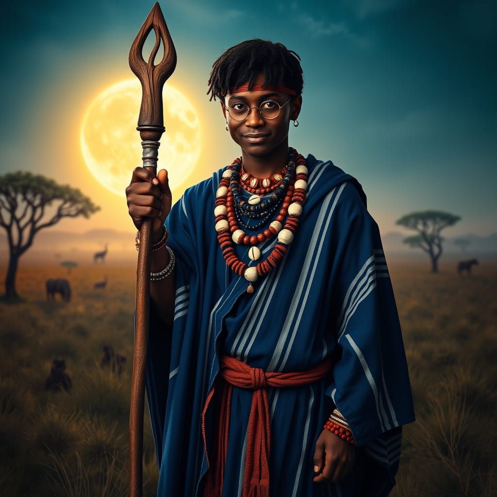 Harry Potter in Traditional Zulu Attire, African Savanna