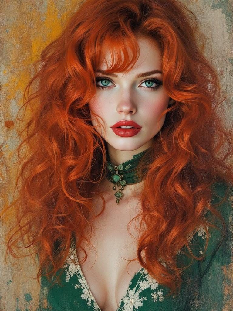 Pin-Up Woman with Red Hair in Alla Prima Style