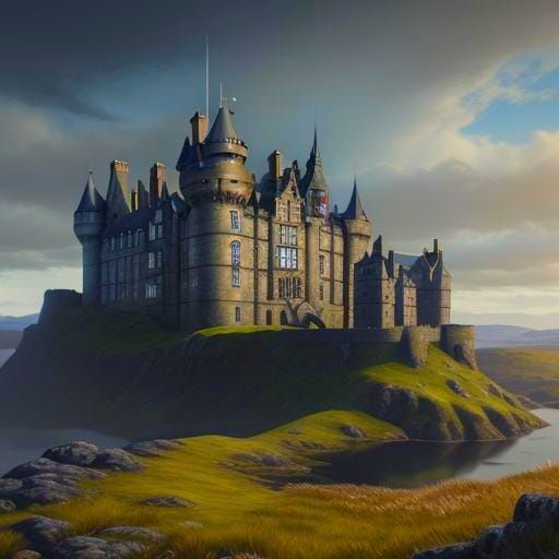 Scottish Castle Overlooking Highland Moors: Matte Painting