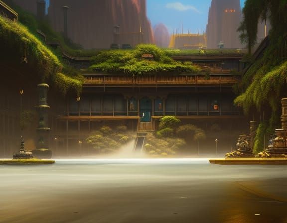 Edward Hopper Style Mall Interior, Liminal Space