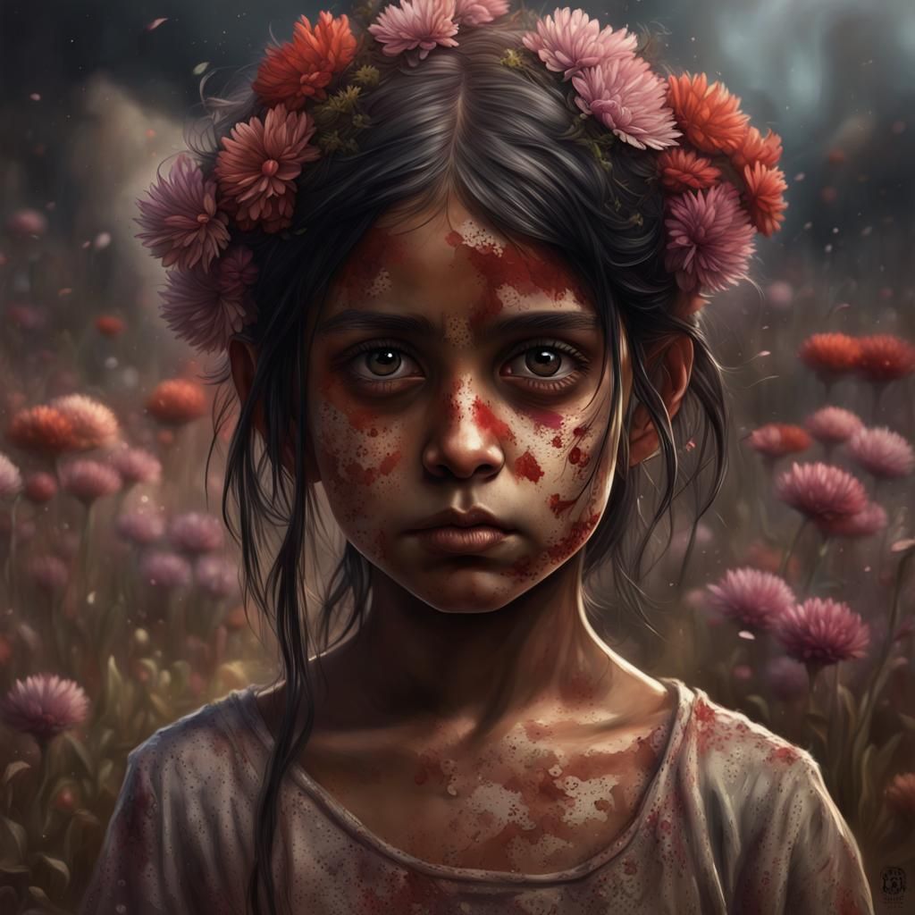 Frightened Girl Portrait in Dark Fantasy Style