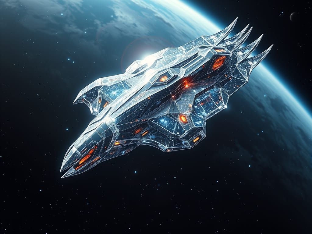 Surreal Spacecraft Blends Futuristic Bio-Steel and Cosmic Li...