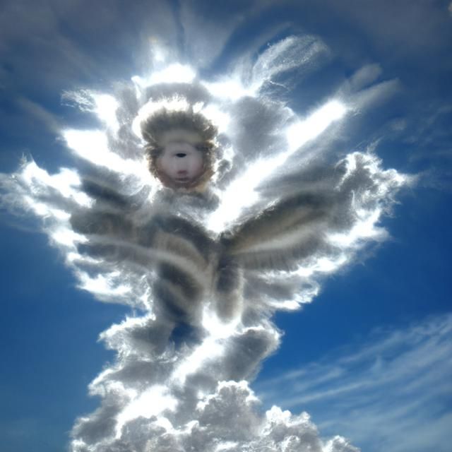 Celestial Angel Formed of Clouds in Sunlight