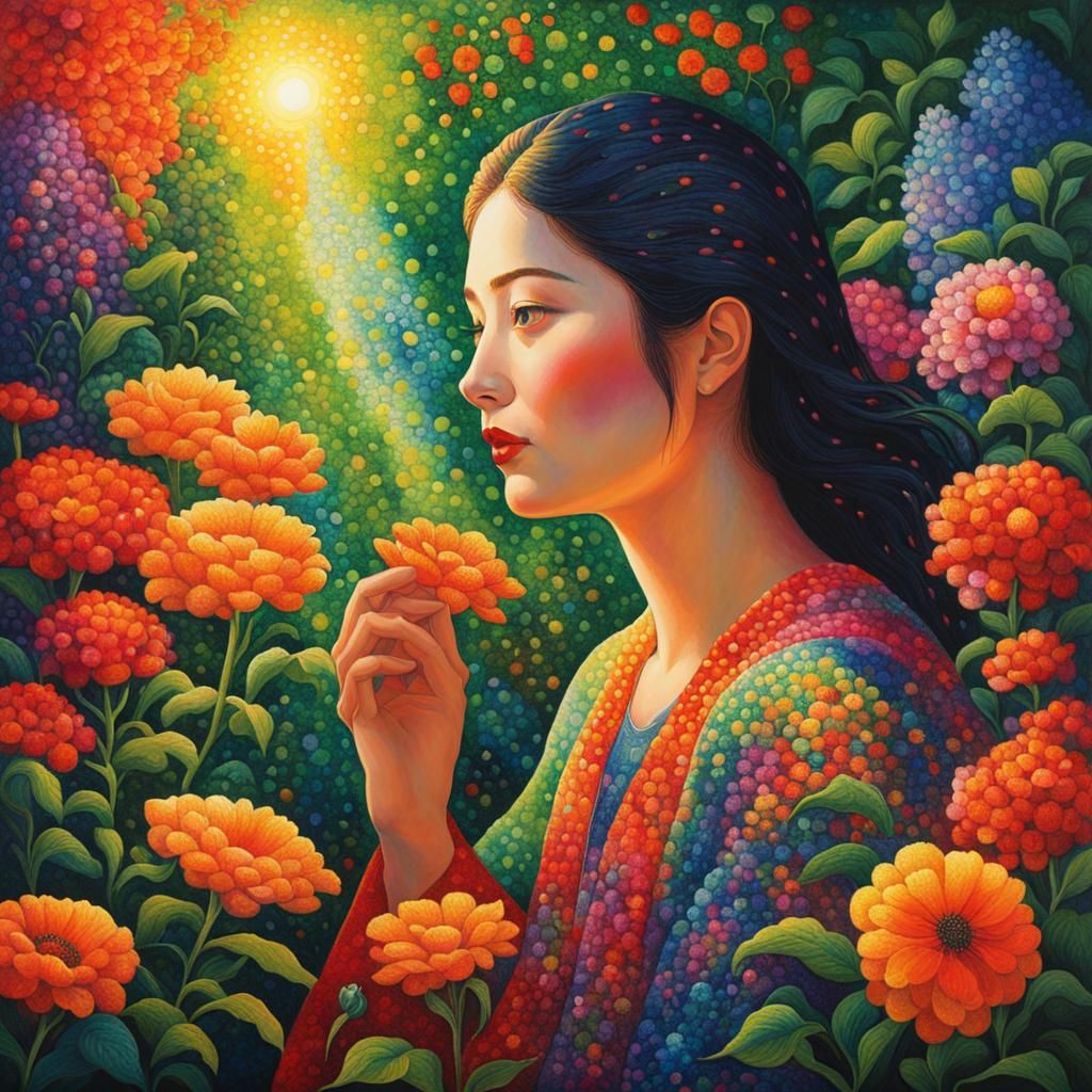 Pointillism portrait