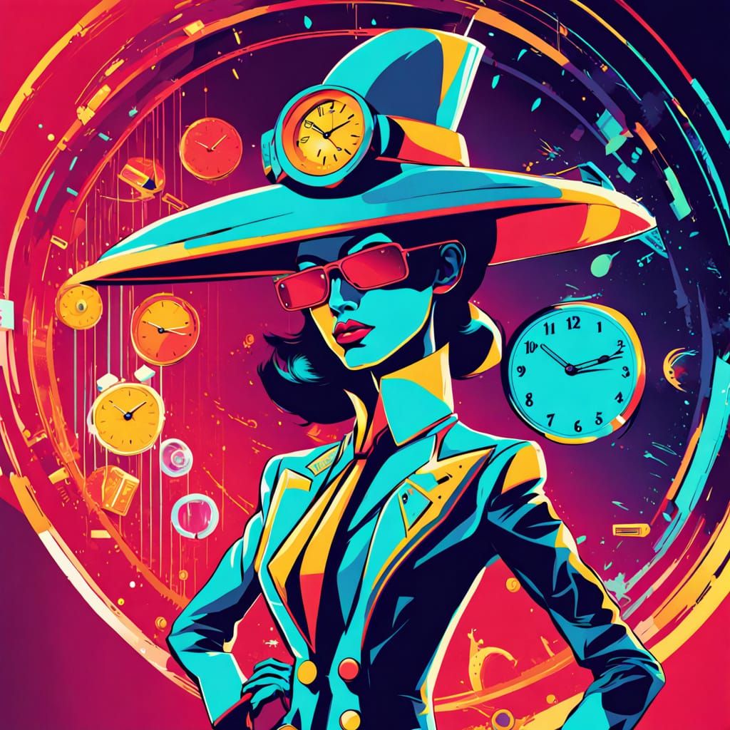 Time-Controlling Supervillain in Maximalist Fashion Illustra...