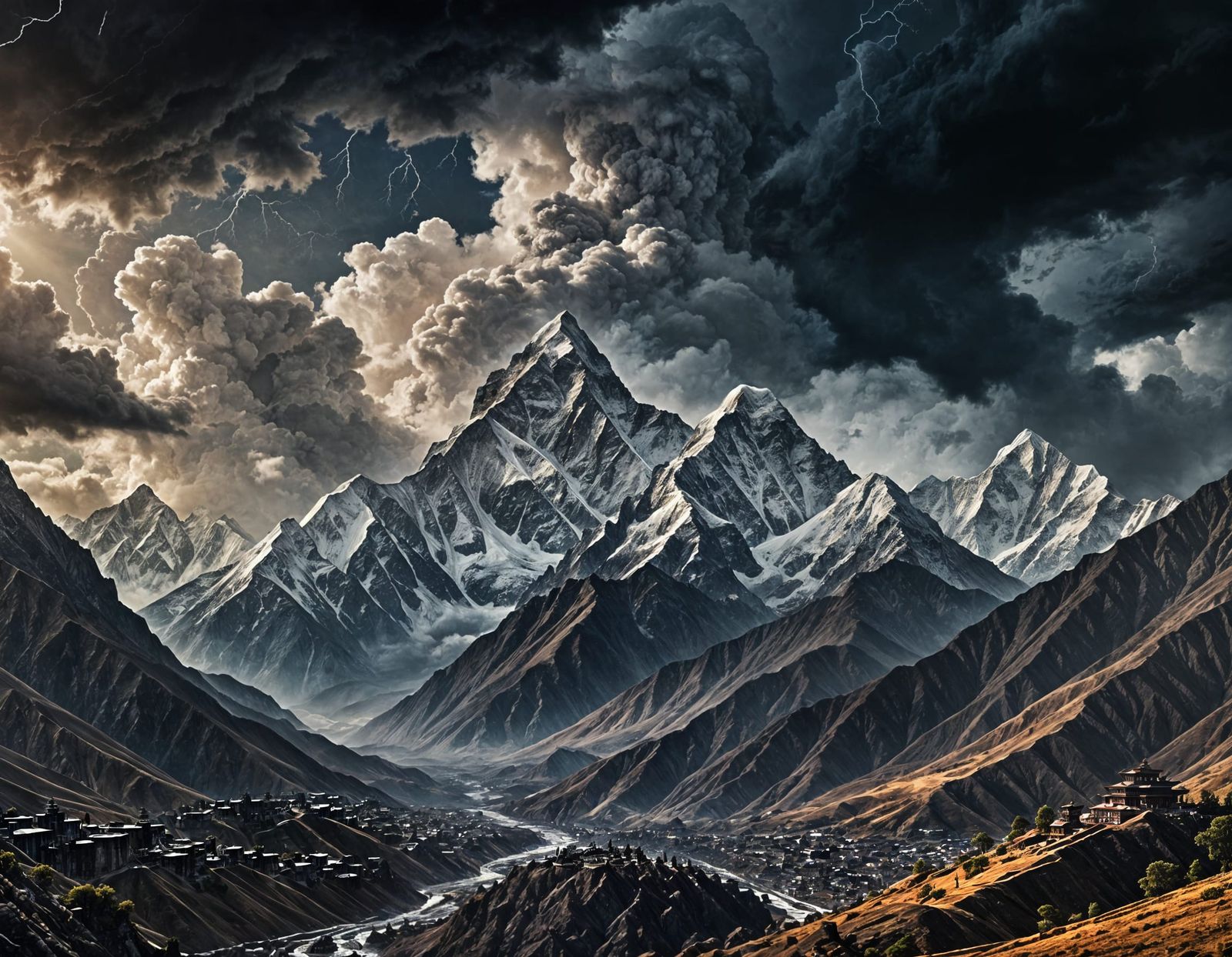 Stormy Himalayan Winds: Epic Digital Matte Painting