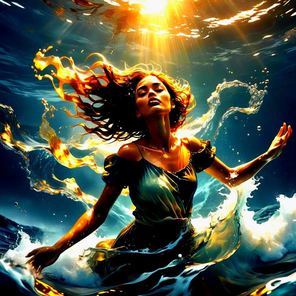 Woman Drowning: 3D Rendered Artstation Image