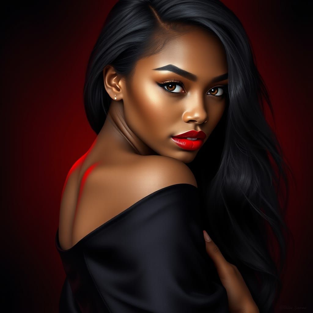Elegant Nigerian Woman in Hyper-Realistic Digital Painting