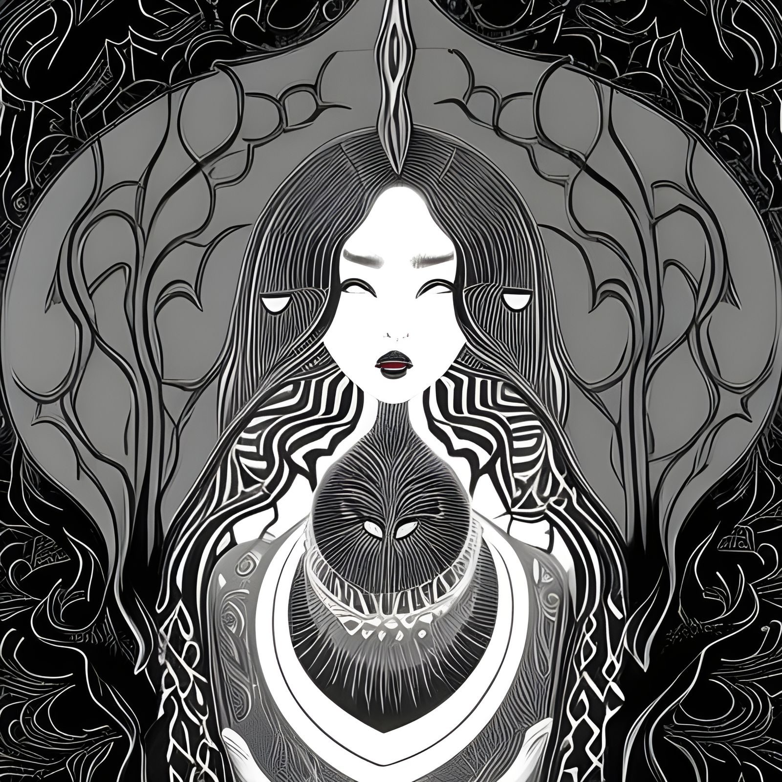 Intricate Dark Fantasy Heart in Manga Style