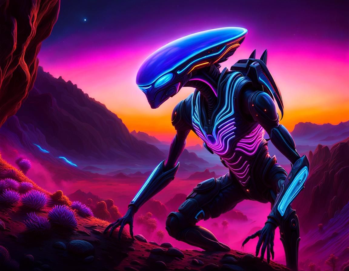 Bioluminescent Alien World in Hyperrealistic Style